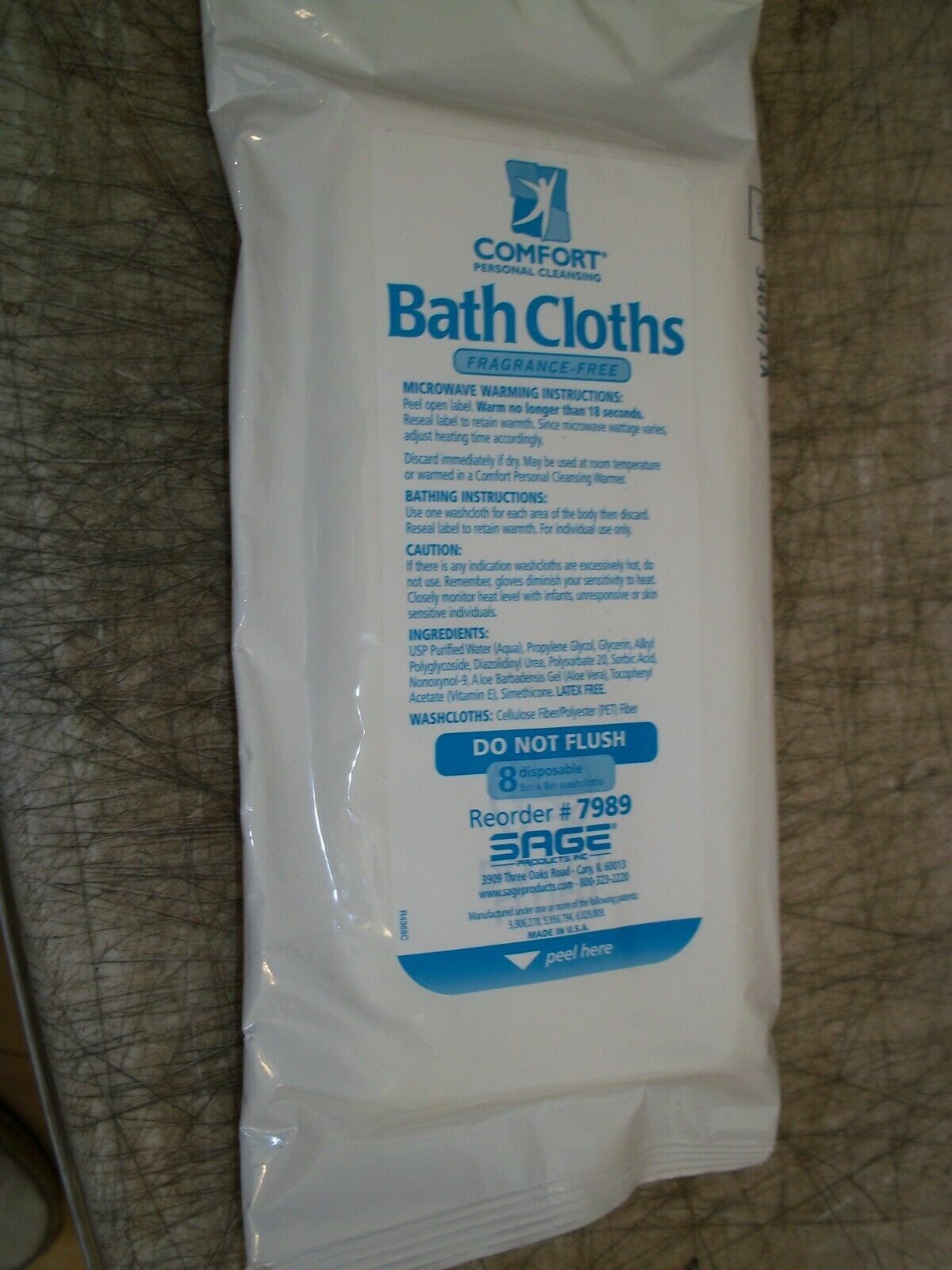 BNIP COMFORT BATH CLOTHS SAGE 8 PACK #7989 FRAGRANCE FREE