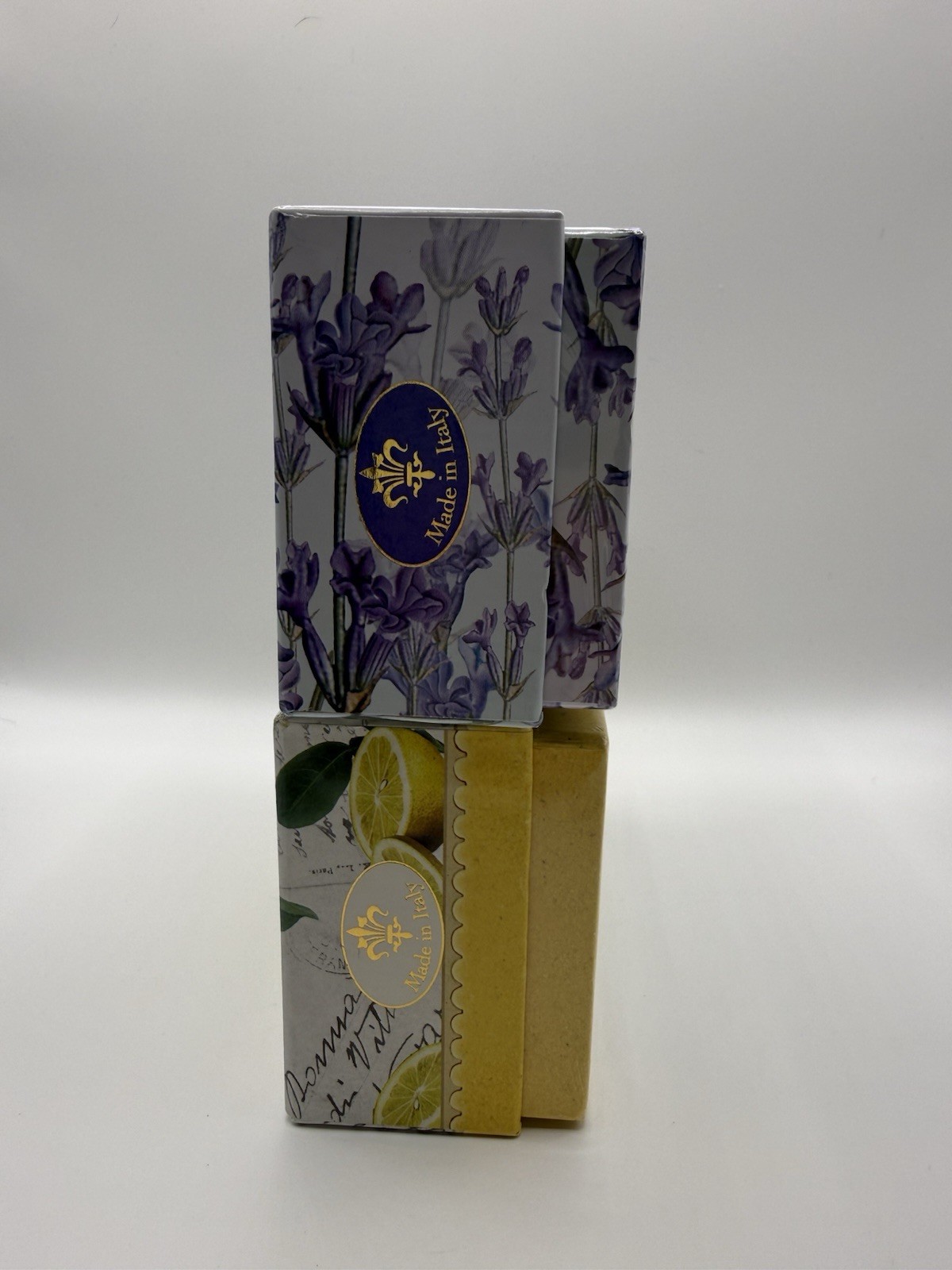 Italian Soap Set Florentine Lemon & Tuscan Lavender Bar Soap Gift Box 300g x2