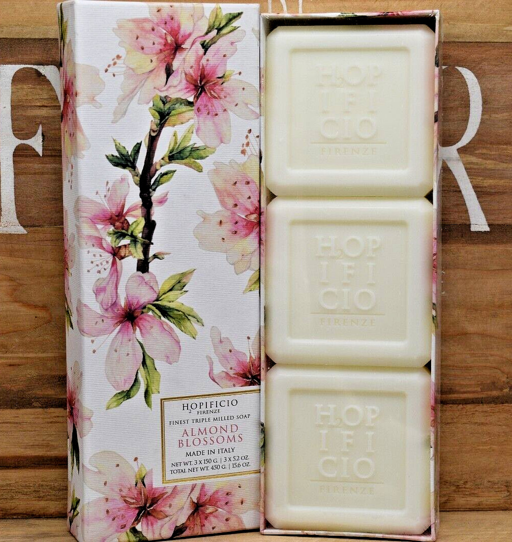 HOPIFICIO Box of 3 Almond Blossoms Finest Triple Milled Soap Bars