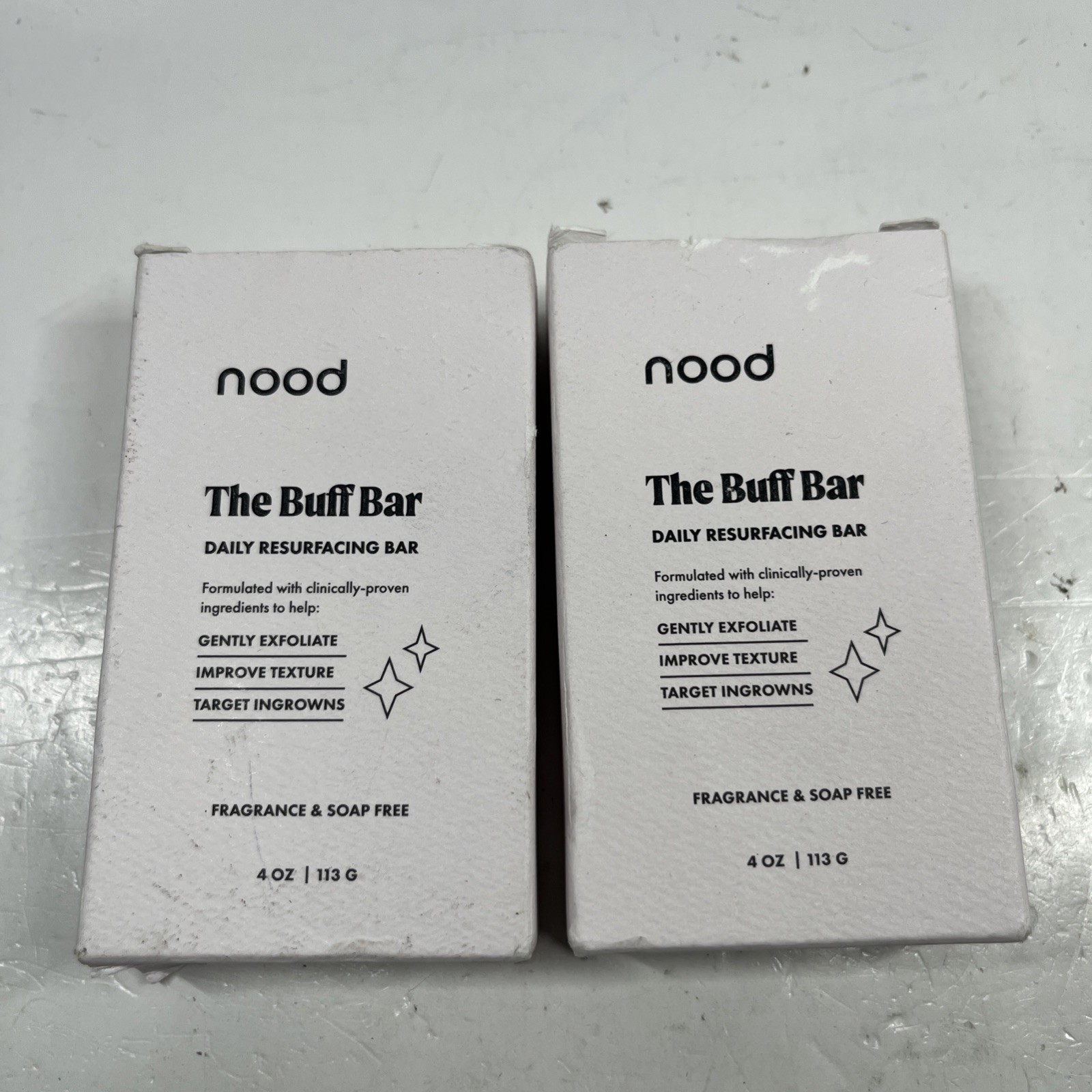 2 Pk Nood The Buff Bar, Exfolaiting Daily Resurfacing Bar, Fragrence Free 4 oz.