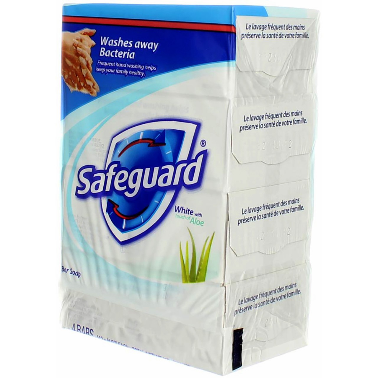 3 Pack Safeguard Antibacterial Deodorant Bar Soap, White with Aloe, 4 oz, 4 Ct