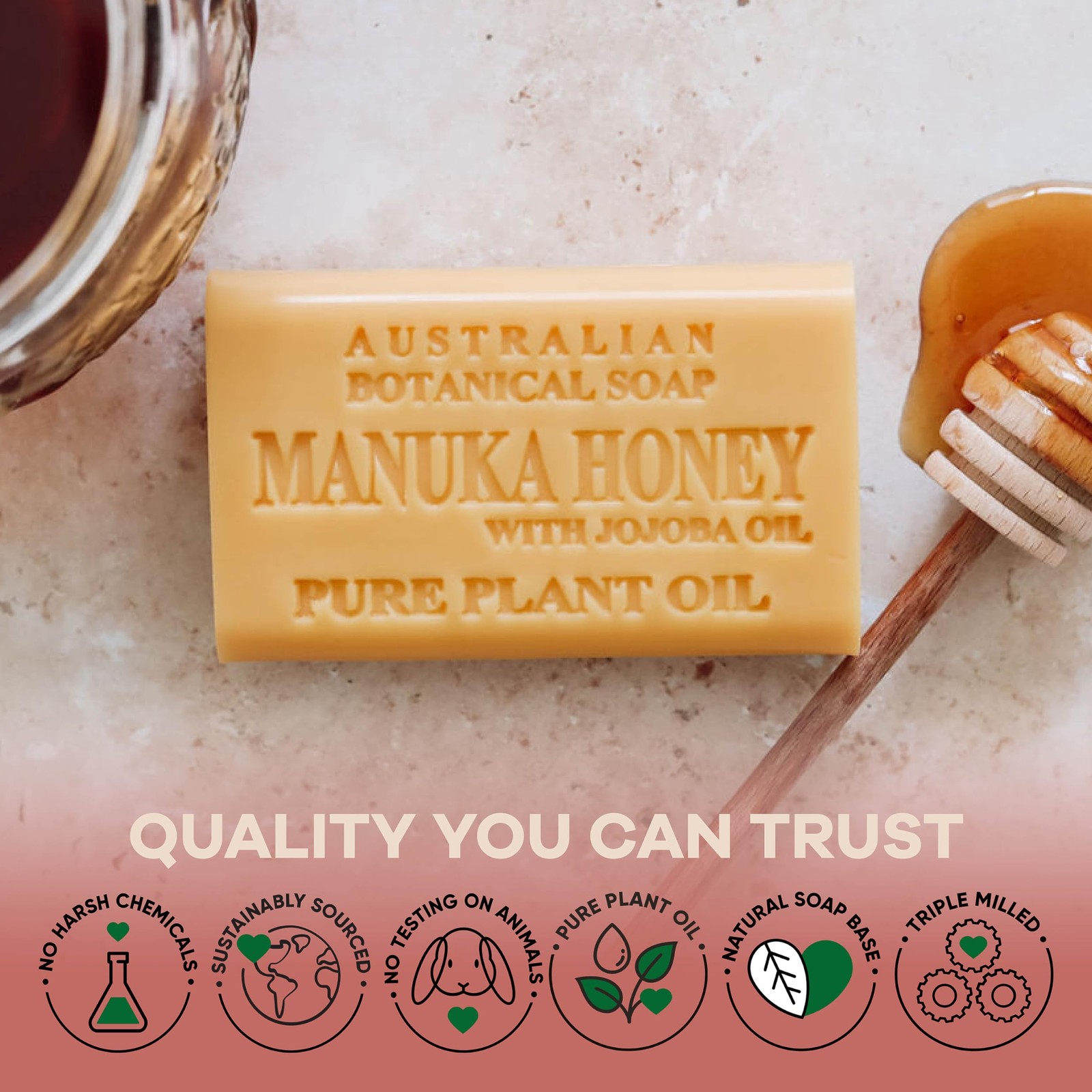 Australian Botanical Soap Manuka Honey Jojoba Oil 6.6 OZ Pack of 8