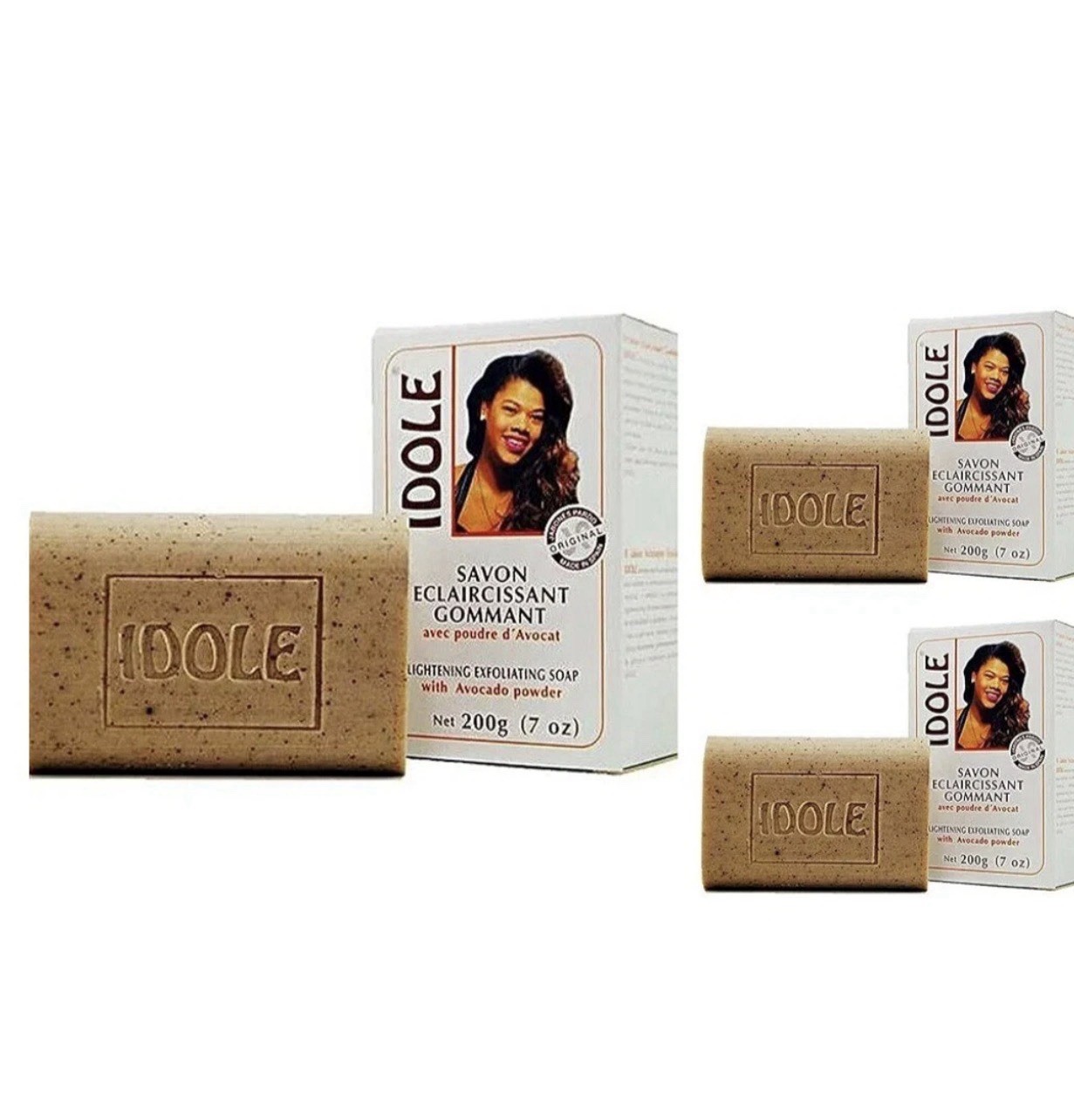 Idole Lightening Exfoliating Soap Pack Of 3 Avocado Seed Powder 7 Oz