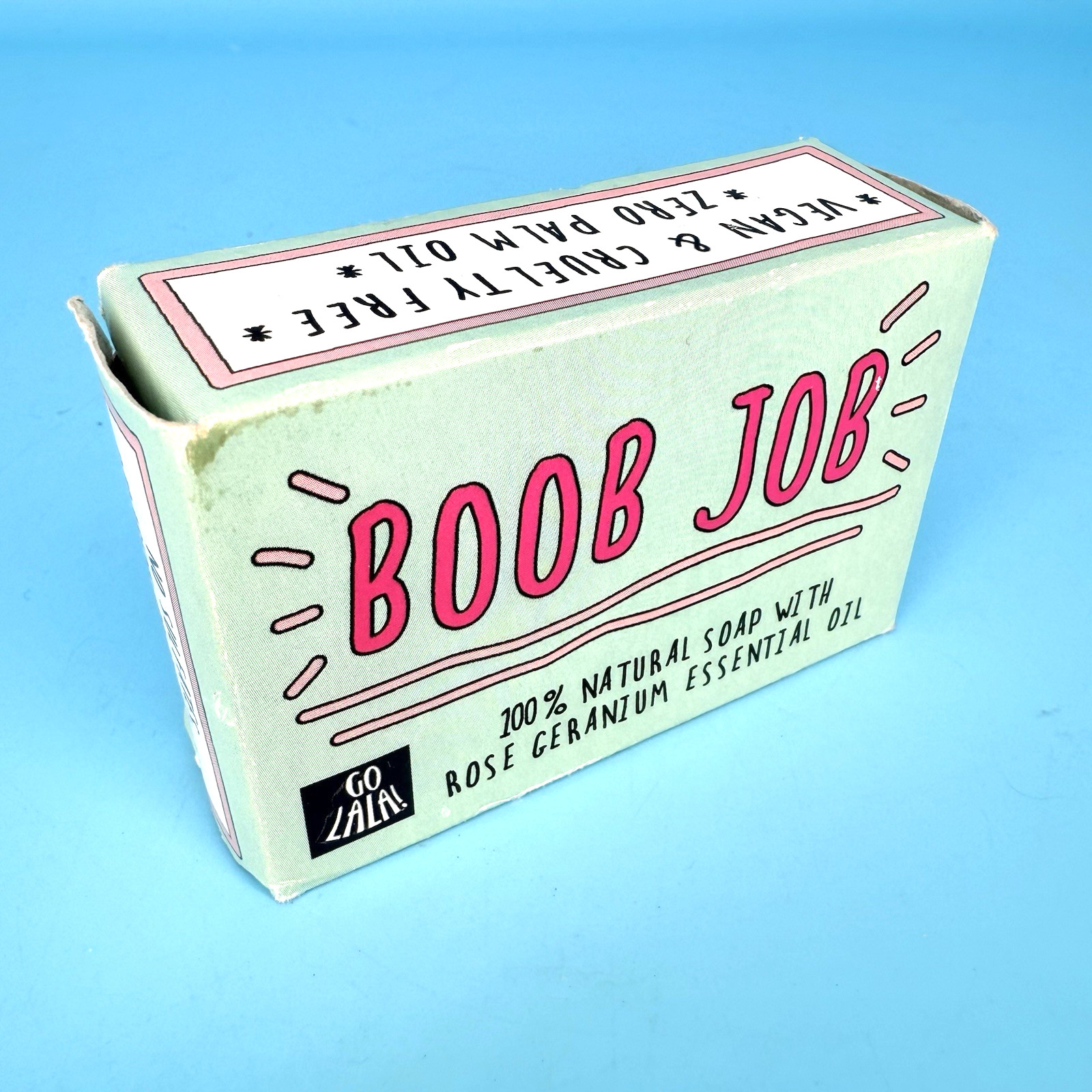 Go La La Boob Job Soap Rose Geranium Funny Gift of the Year Vegan UK