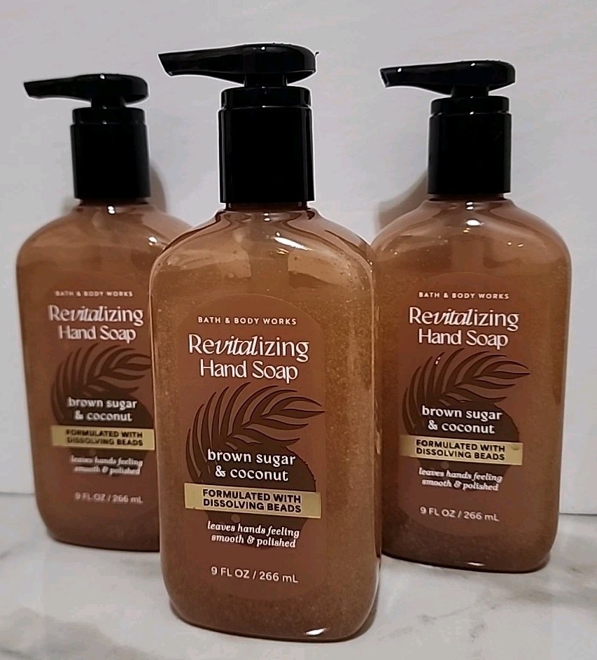 3 Pcs Set Bath & Body Works Brown Sugar & Coconut Revitalizing Hand Soap 9 0z