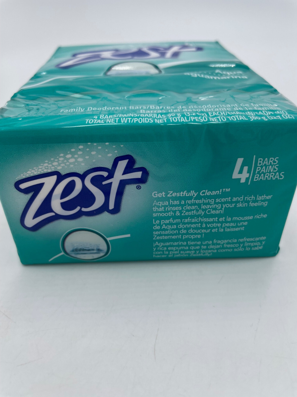 4 Pack Zest Aqua Bar Soap Family Deodorant Bars Refreshing Scent Made in USA