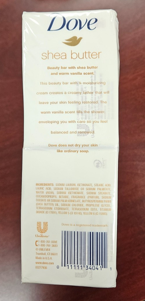 Dove Shea Butter & Warm Vanilla Beauty Soap Bar 1/4 Moisturizing Cream 16 x 4oz