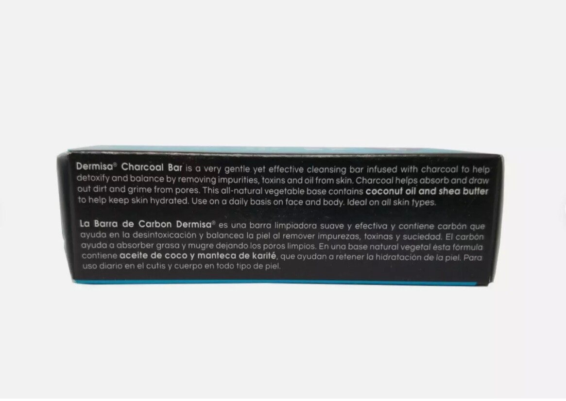 Dermisa Characoal Bar Soap. Anti Acne Cleansig & Detoxifying. 3 oz ( 3 Pack )