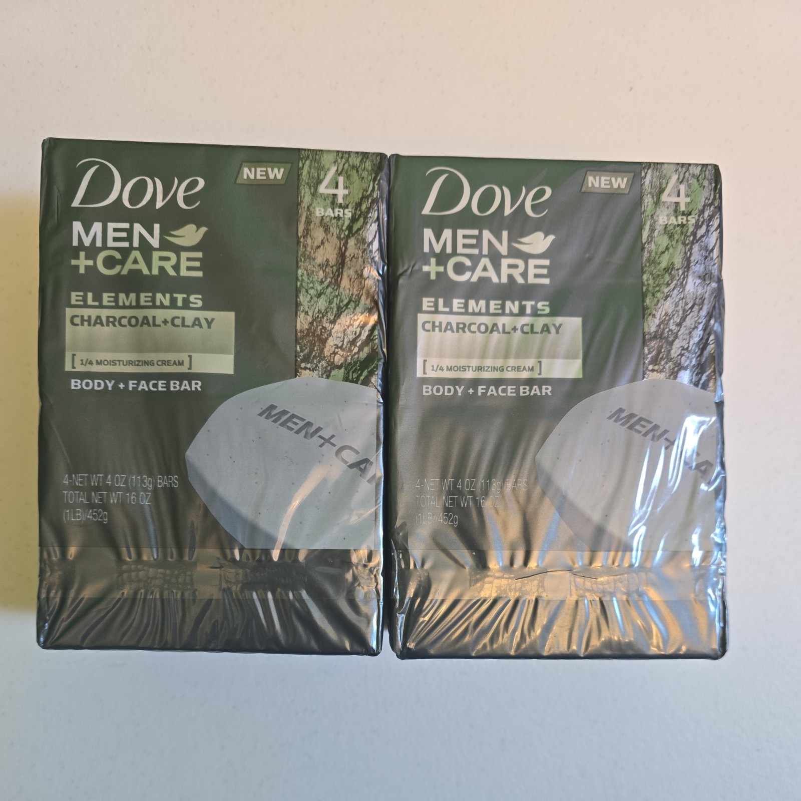 Dove Men+Care Elements Body and Face Bar Charcoal + Clay 4 oz, 4 Bar (x2)