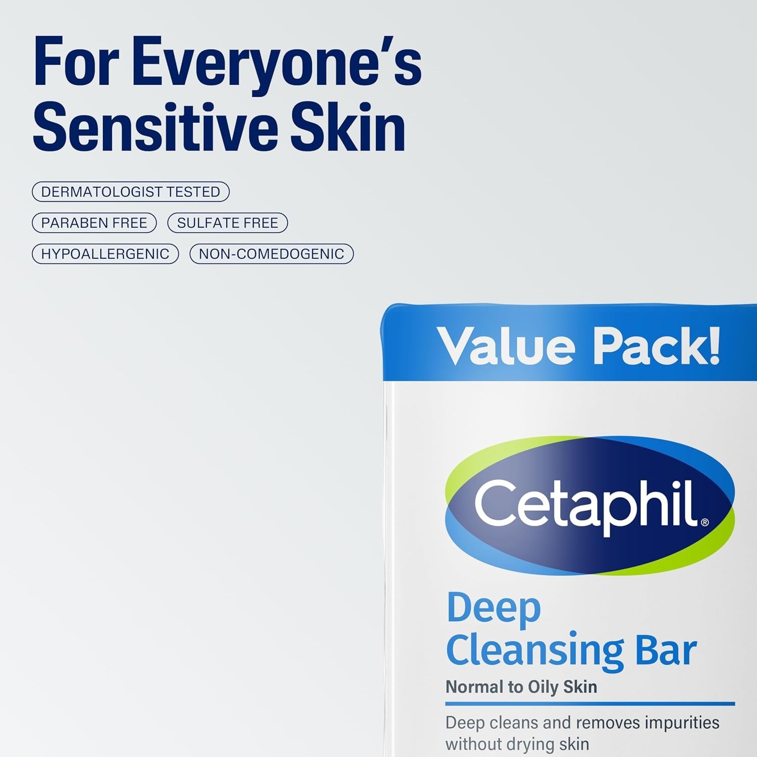 Pack of 3 Hypoallergenic Deep Cleansing Bar Soap for Sensitive Skin, 4.5 oz Each