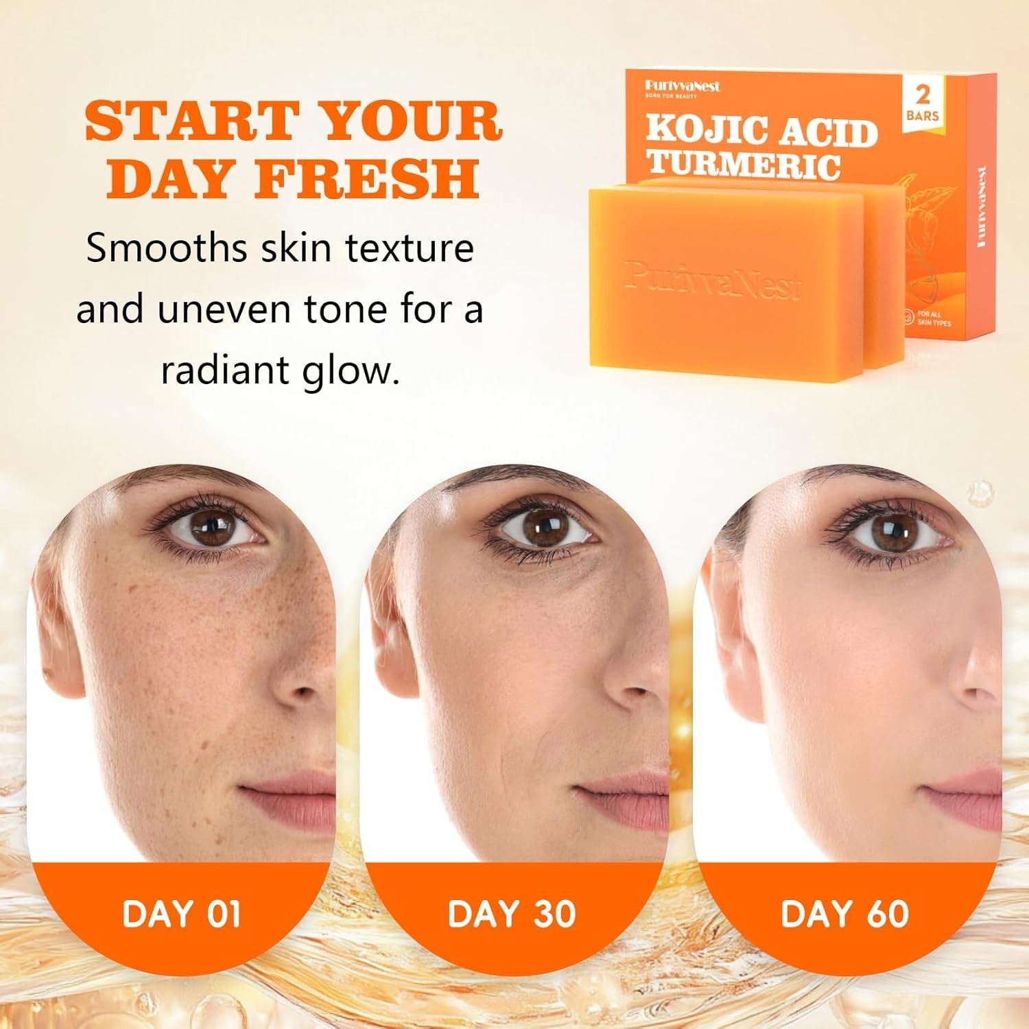 Turmeric Kojic Acid Soap Bar with Vitamin C & Shea Butter – Brightening Facial C