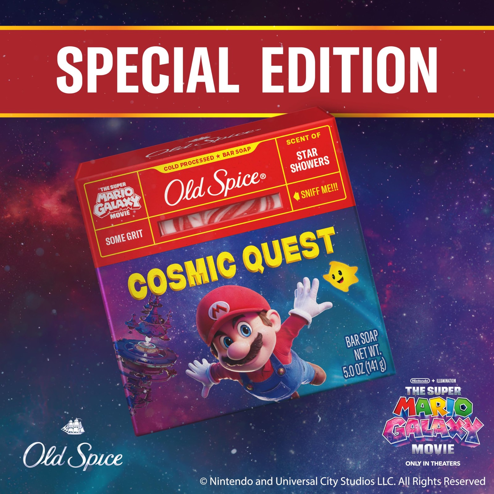 Old Spice Bar Soap for Men, x The Super Mario Galaxy 5 Ounce (Pack of 1), Red