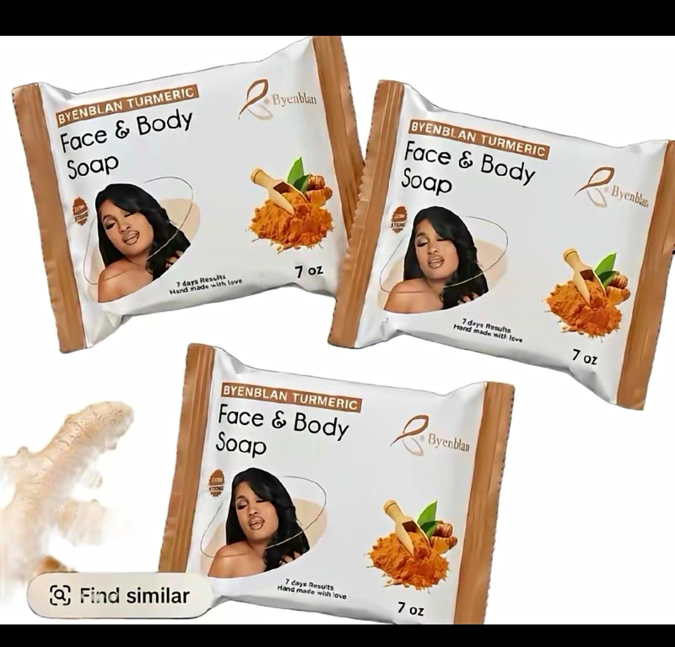 Byenblan Turmeric Handmade Face & Body Soap Bar, Orange Rectangular, 7 oz