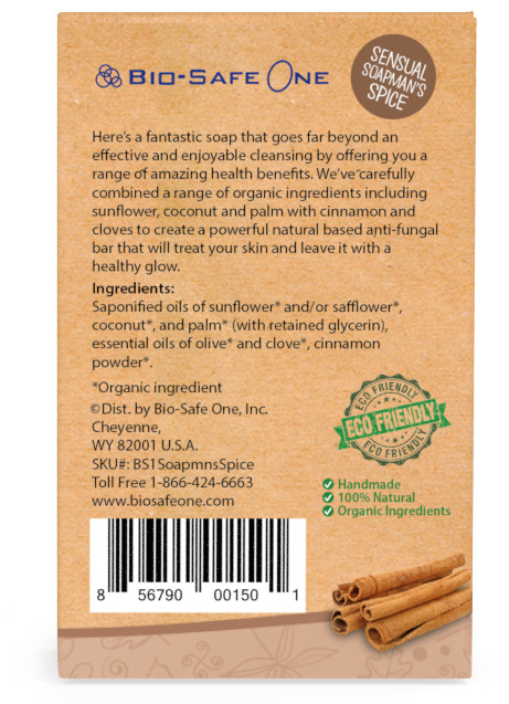 Bio-Safe One, Inc. – Sensual Soapman’s Spice Organic Soap Bar 3.75 oz Homemade