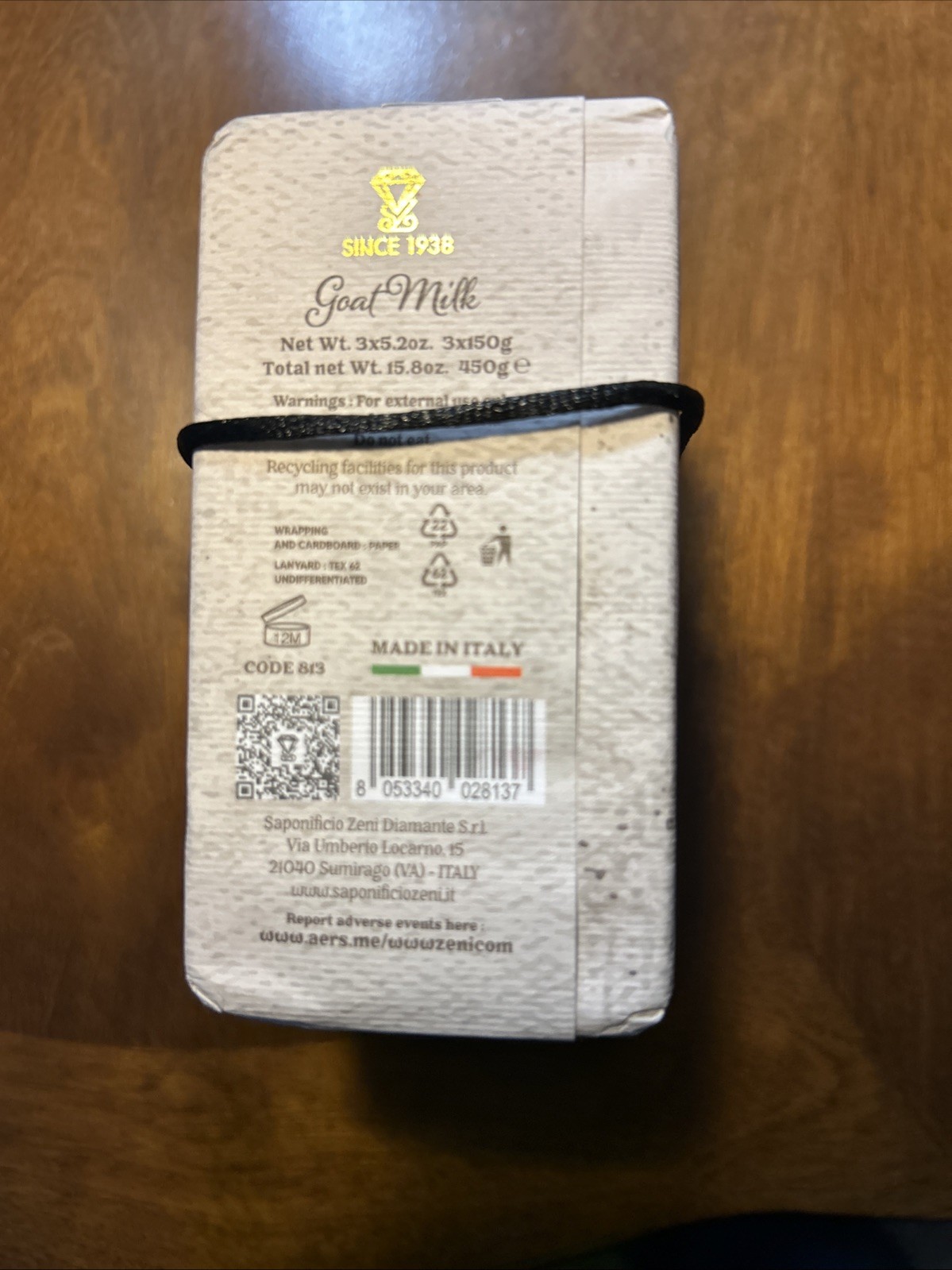 ZENI GOAT MILK FINE TRIPLE MILLED Itay SOAP BAR 3x 5.3OZ EACH Father Day Wrap