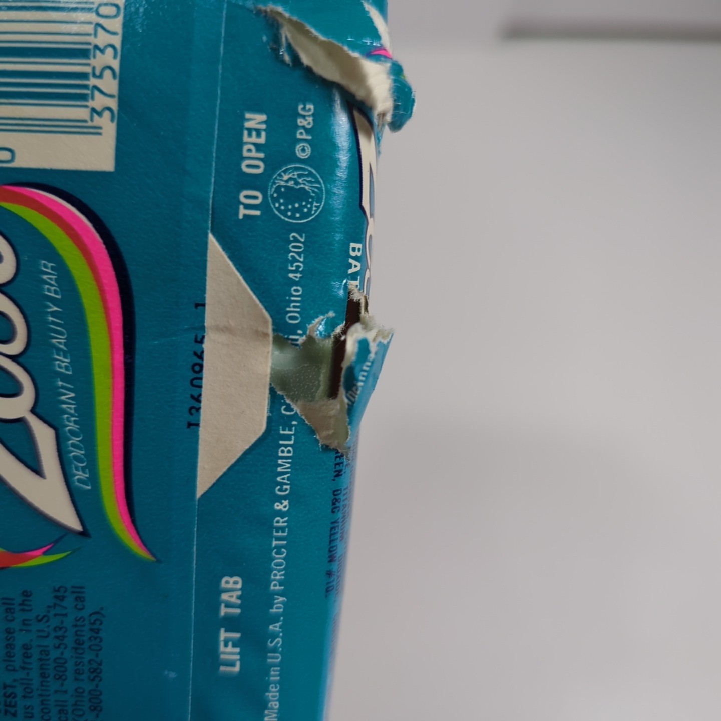 Vtg Zest Deodorant Bar Soap 5 1/2 Oz Sealed Flaw Prop 80s? USA