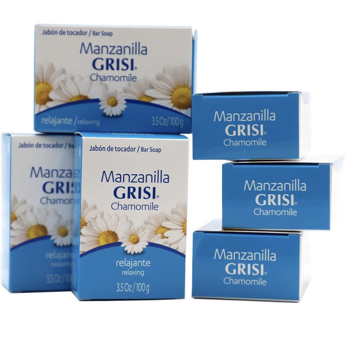 Pack Of 6 Grisi Chamomile Relaxing Soap Bar Jabon Relajante Manzanilla 3.5 oz Ea