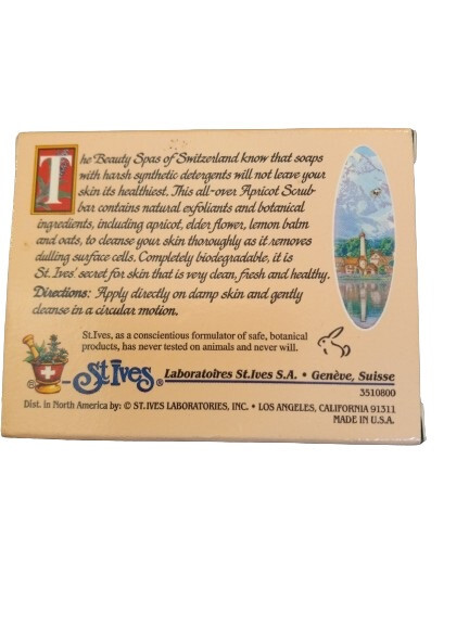 St Ives Apricot Scrub Face and Body Cleansing Bar Soap NEW Vintage 1994