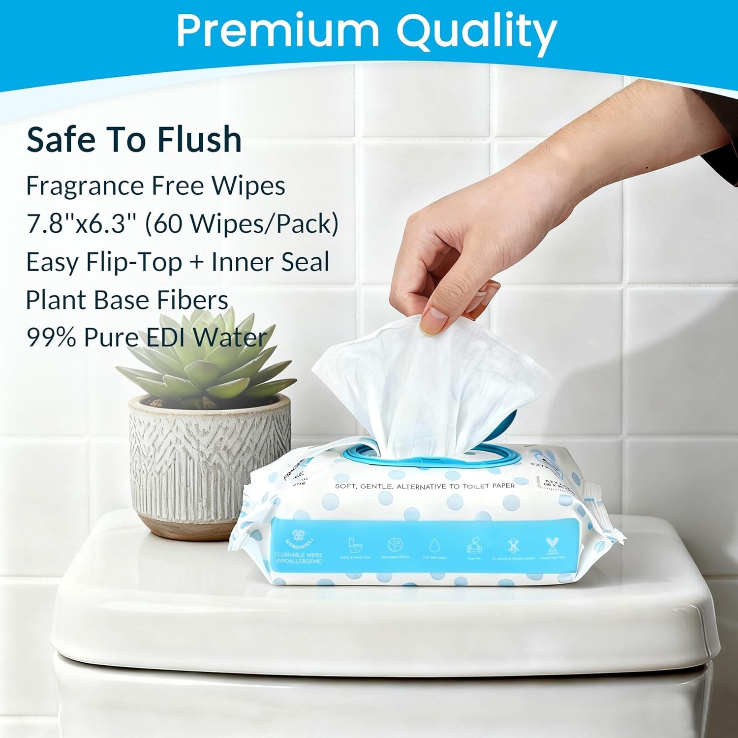 Gentle Hypoallergenic Flushable Wipes for Adults & Kids – 360 Count Pack