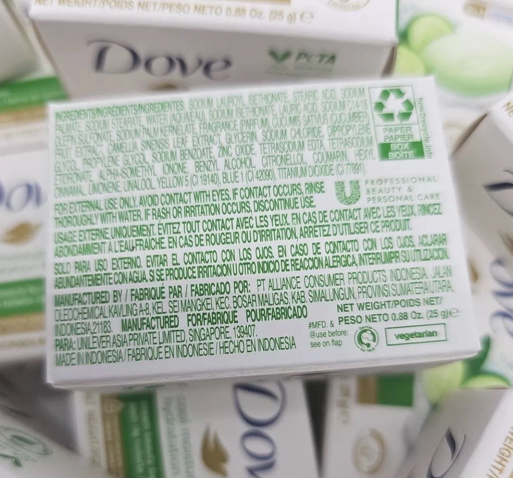 15X Dove Cream Beauty Mini Bars Soap Cucumber & Green Tea 0.88oz Travel Size