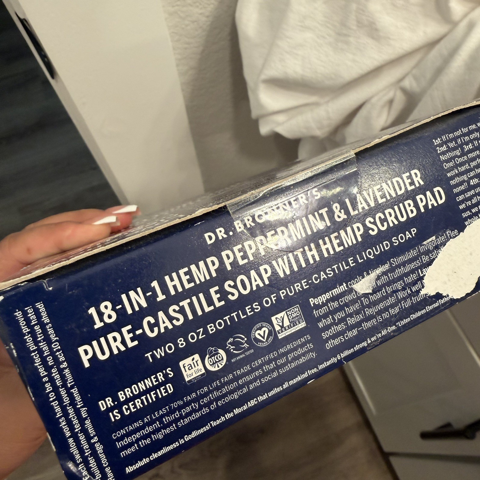Dr Bronners, Liquid Soap Gift Set Peppermint Lavender Scrub Pad Organic