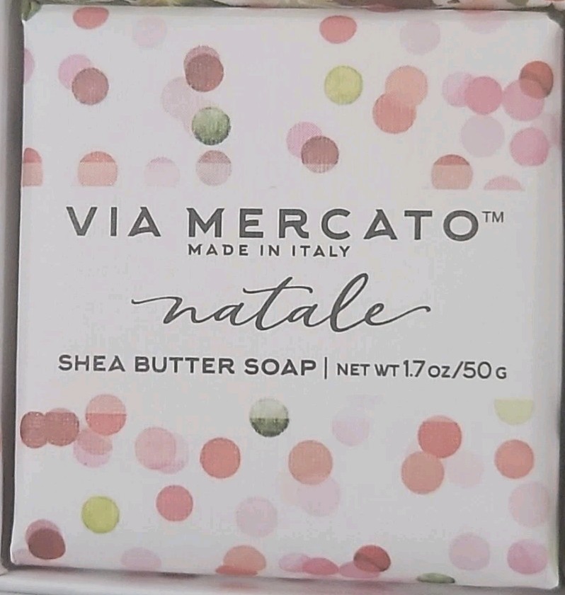 Via Mercato Natale Gift Set 4-50 Gram Shea Butter Holiday Scented Soaps Set of 4