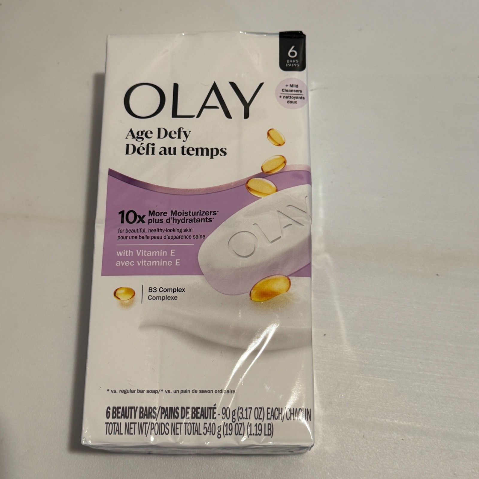 OLAY Age Defying Beauty Bar Soap with B3 Complex, 6 Bars