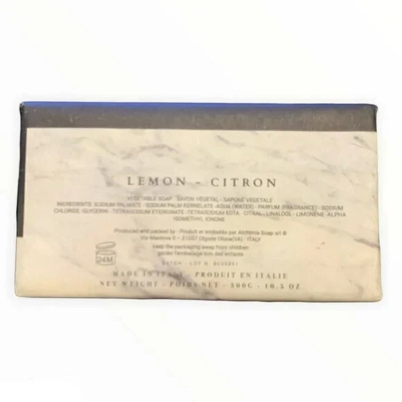 NEW Alchimia Lemon Fine Vegetable Soap 300g 10.5oz Made in Italy Large Bar Soap