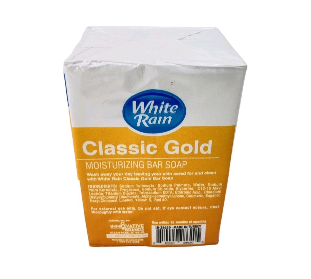 🧡 WHITE RAIN 🧡 (2-BARS) 4.06 Oz 🧡🫧 ●CLASSIC GOLD● 🫧 ≈MOISTURIZING≈ Soap 🫧.