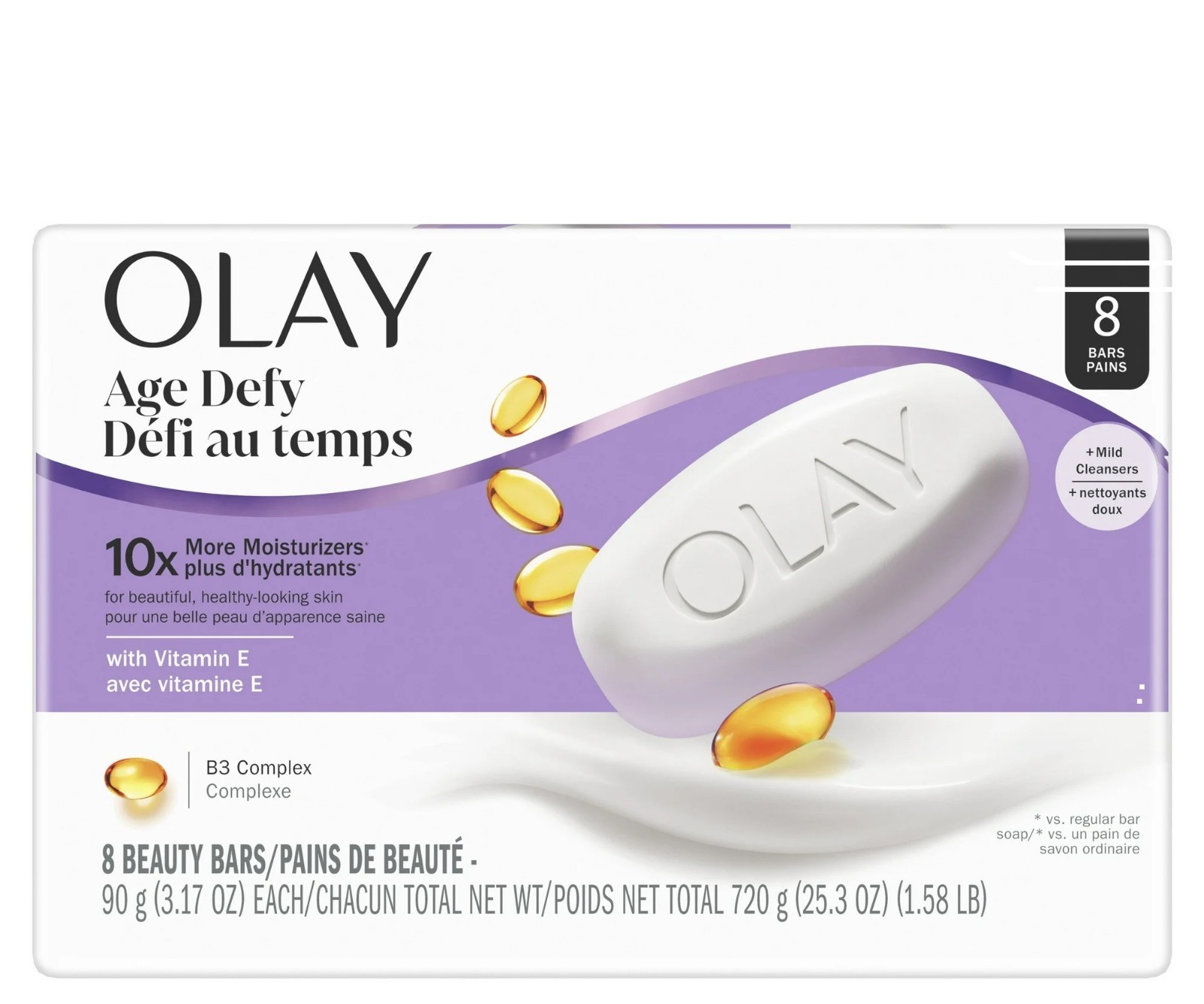 Olay Age-Defying Beauty Bar with Vitamin E & B3 Complex, 3.17 oz, 8 Count