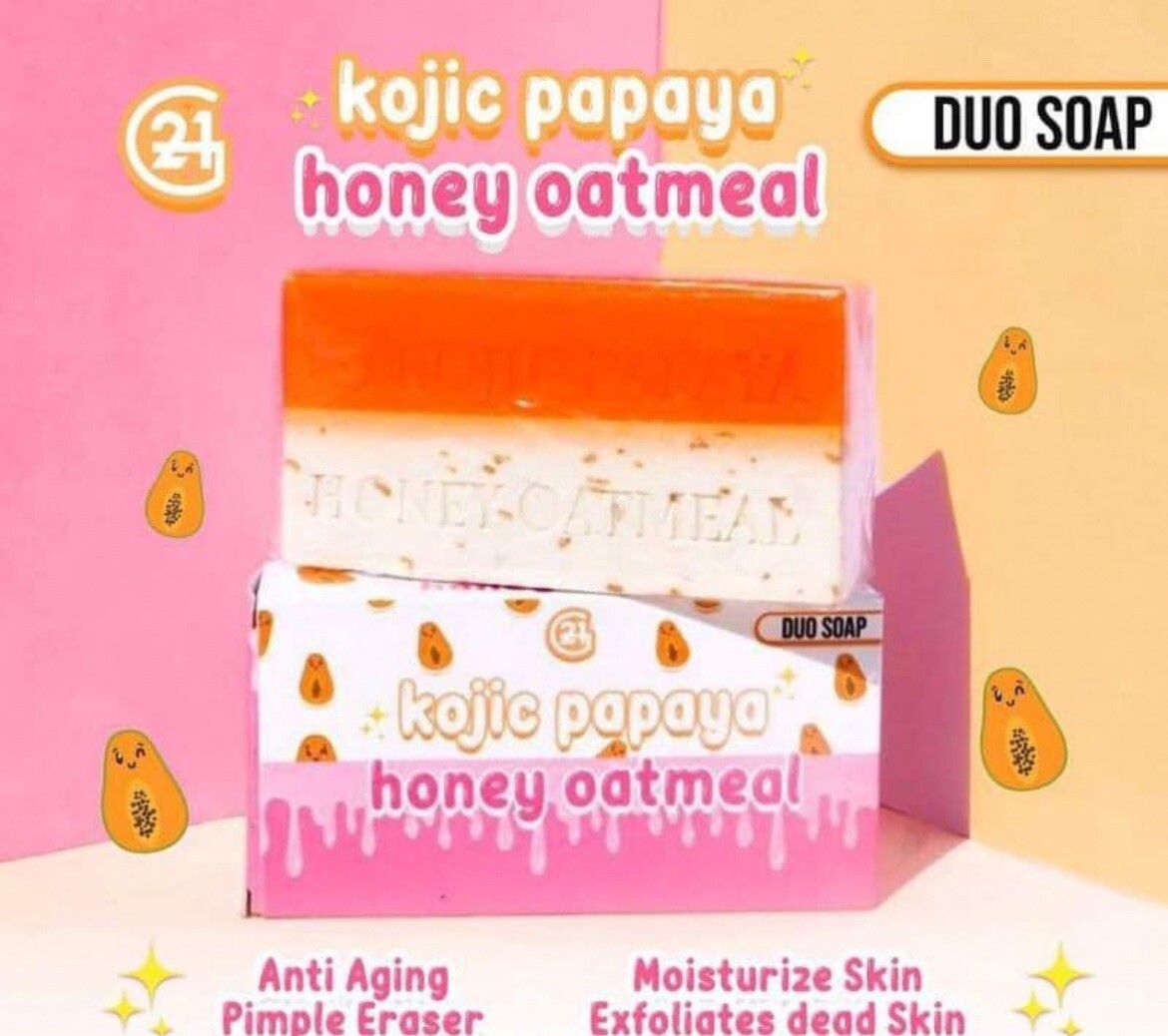 G21 Golden Dust Glass Skin Soap & Duo Kojic Papaya Honey Oatmeal Soap Combo