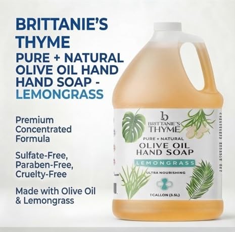 Brittanie’s Pure Castile Soap – Lemongrass, 1 Gallon 128 Fl Oz (Pack of 1)