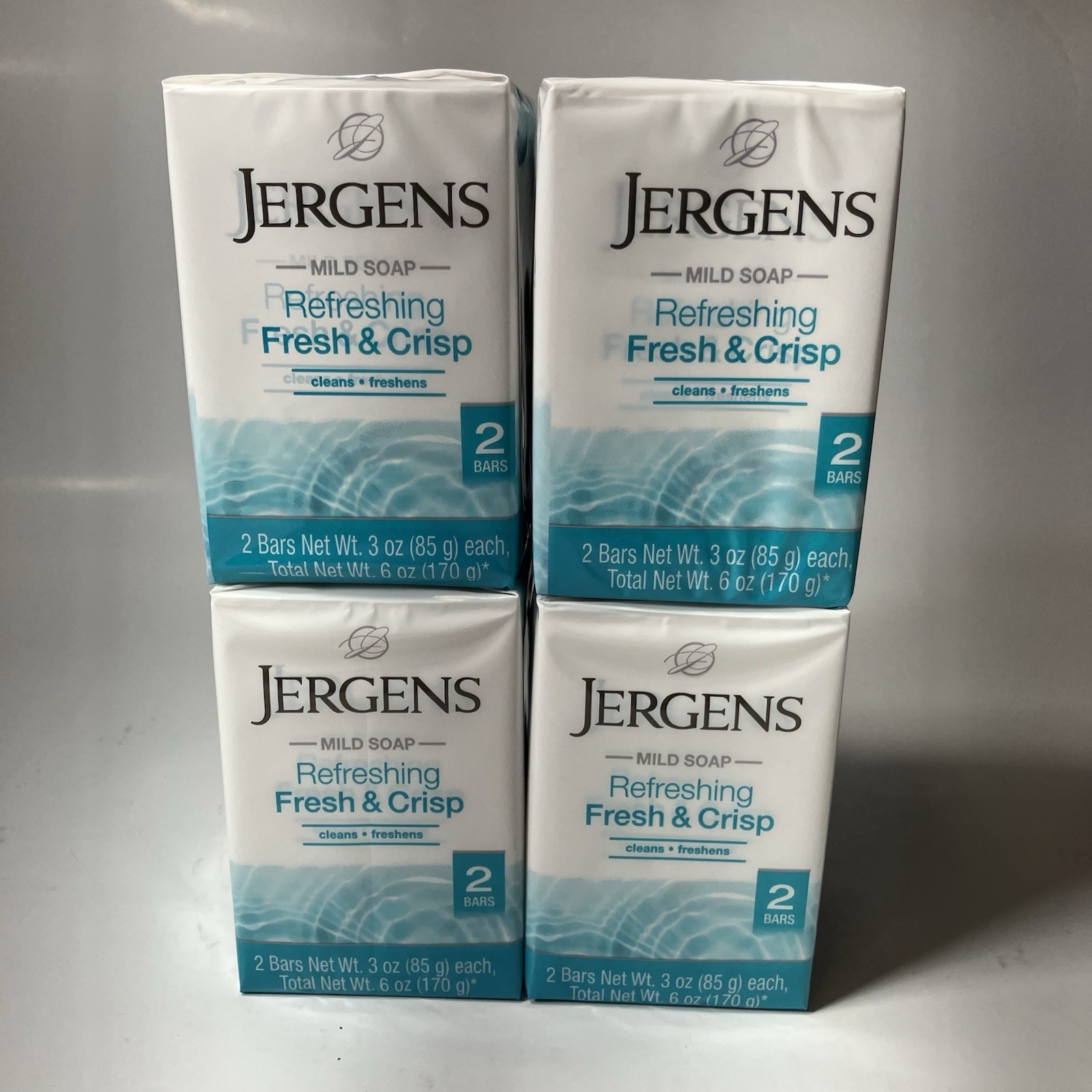 Jergens Mild Soap (3 oz) Refreshing Fresh & Crisp – Bath & Body Bar – Pack of 8