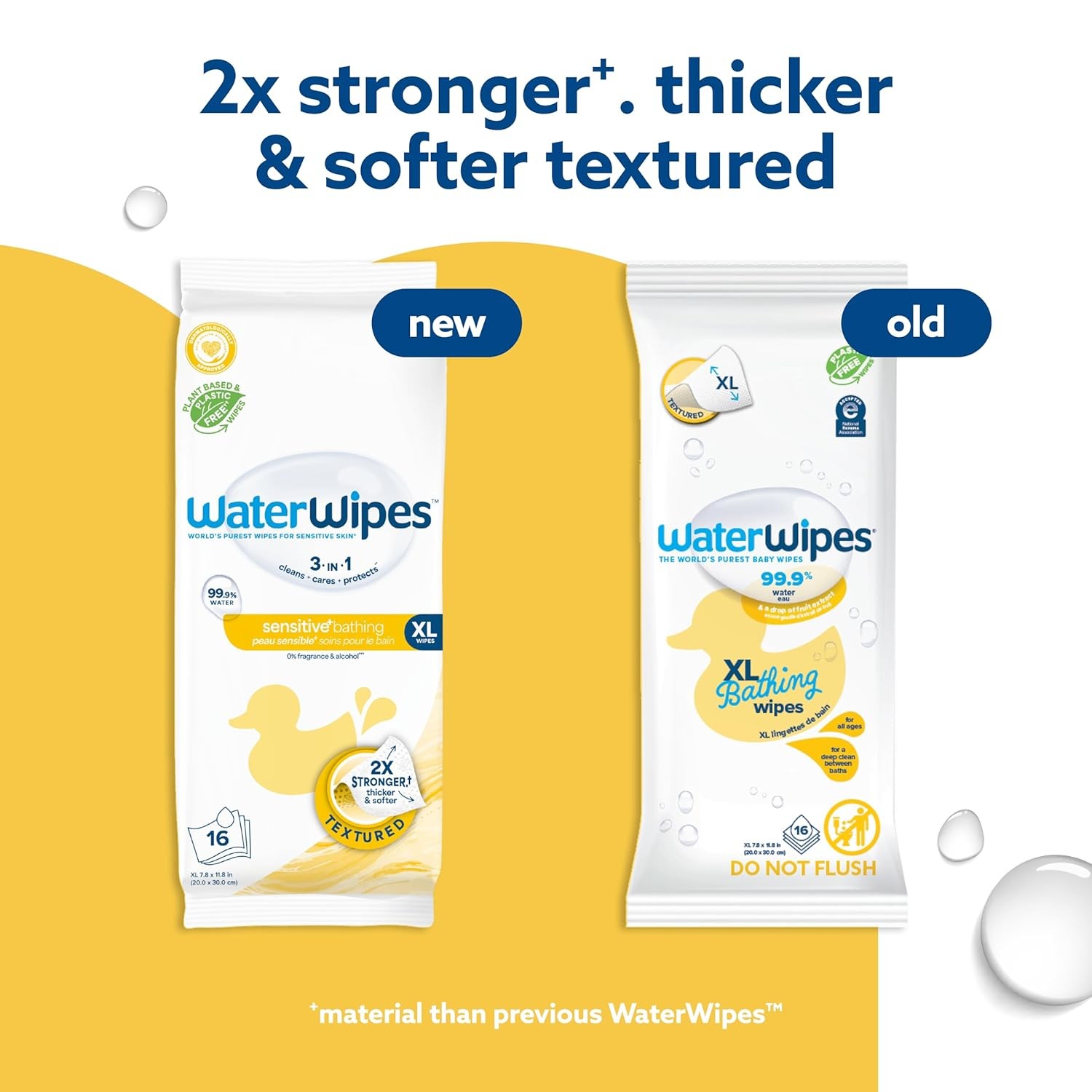 WaterWipes Sensitive+ Bathing Wipes, 3-In-1 Cleans, 16 Count (Pack of 1)