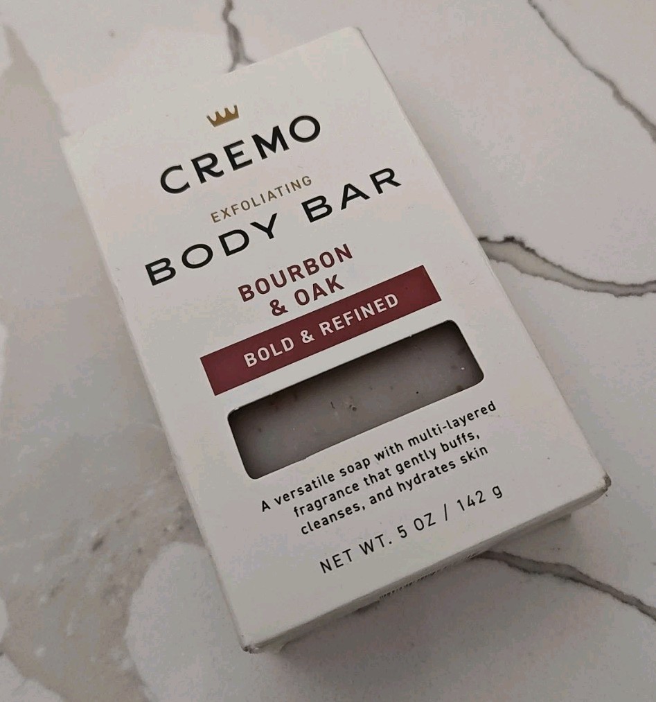 Cremo Bourbon & Oak Exfoliating Body Bar Soap 5 oz Lava Rock Shea Butter New