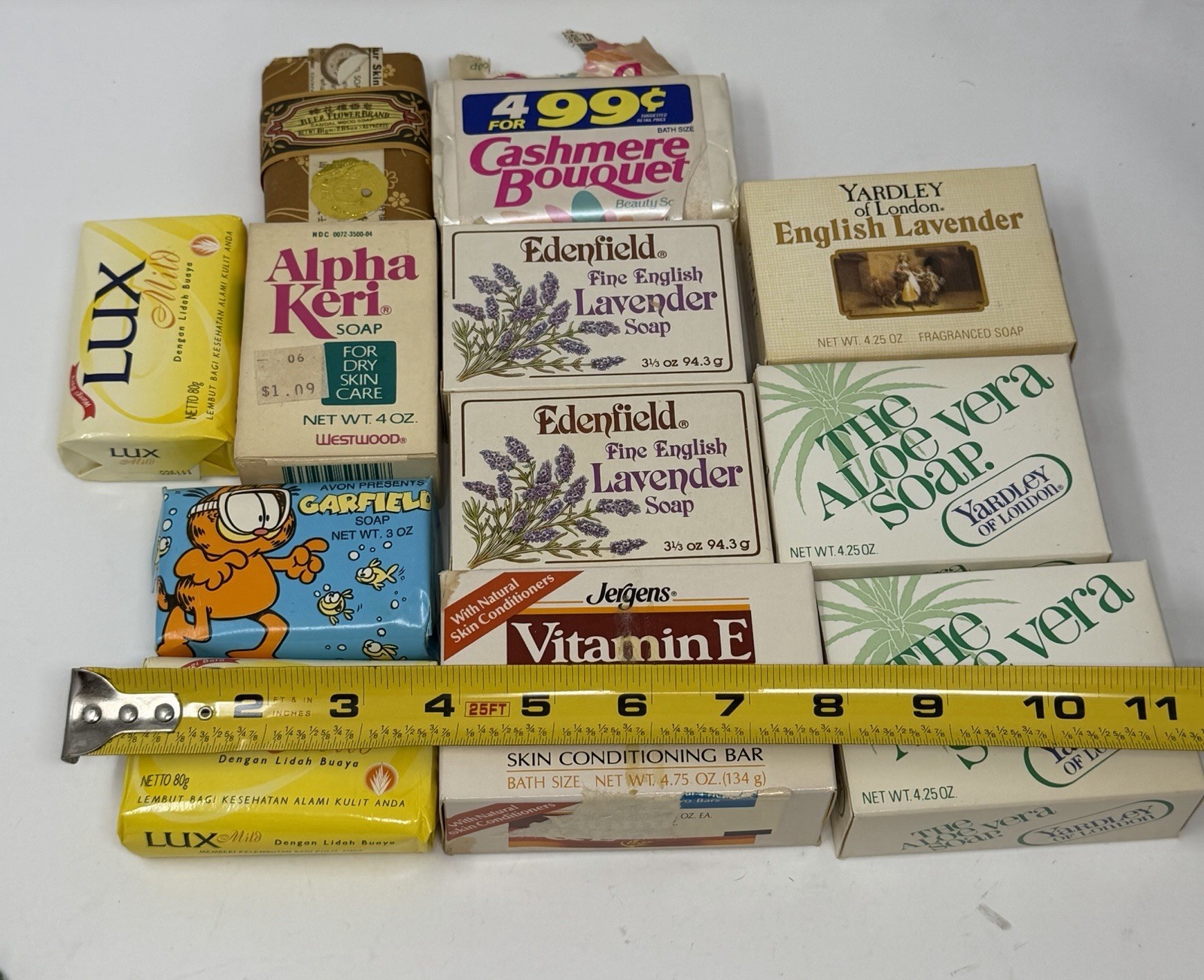 12 VTG Full Soap Bars Unopened Soaps Yardley Lux Garfield Jergens Alpha Keri Bee