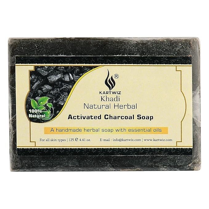 Herbal Charcoal Soap Acne Pimples Anti -Aging Detox Cleanse, 375gm (Pack of 3).