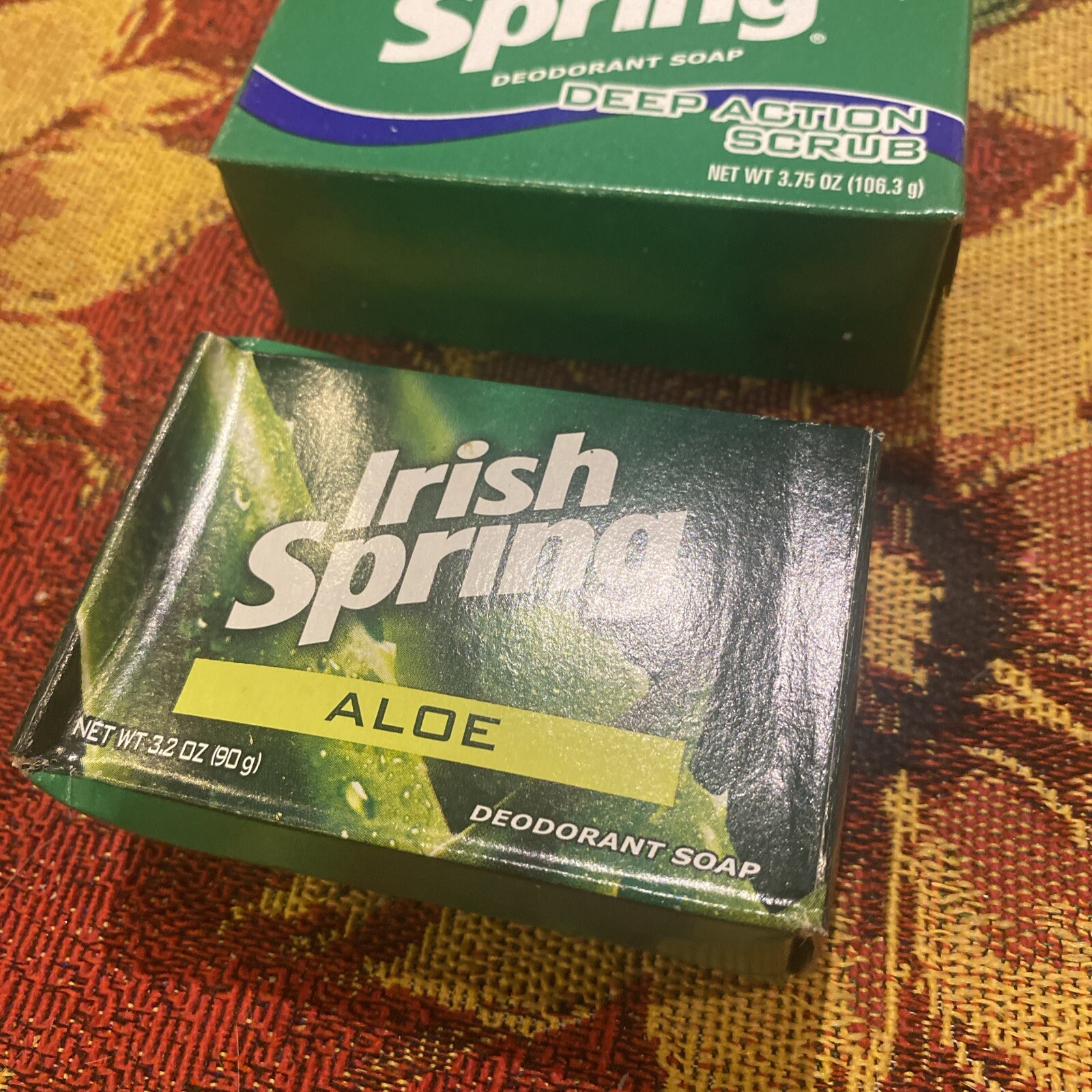 Vintage Irish Spring 1-3.2 oz. ALOE & 2-Deodorant Bar Deep Action Scrub 3.7 oz.
