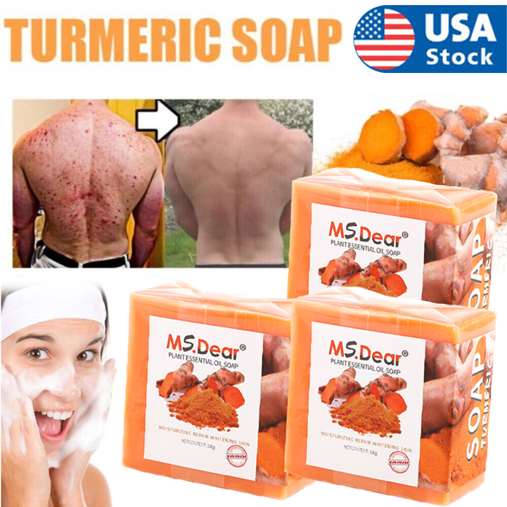 3X100g Turmeric Soap Skin Whitening Soap Dark Spots lightening Acne Brightening