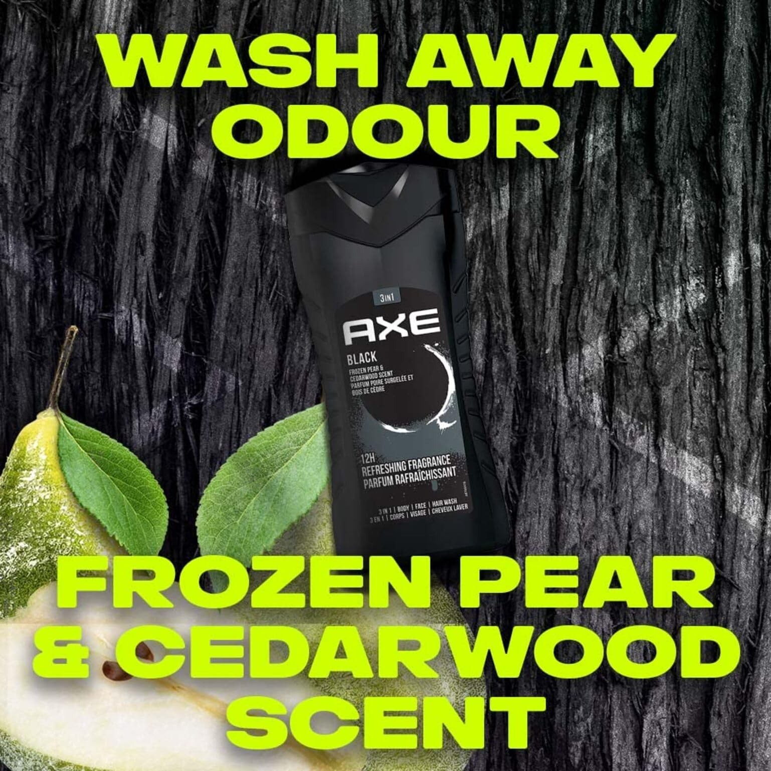 AXE Black- Frozen Pear & Cedarwood Scent 3 in 1 Body 8.4 Fl Oz (Pack of 1)