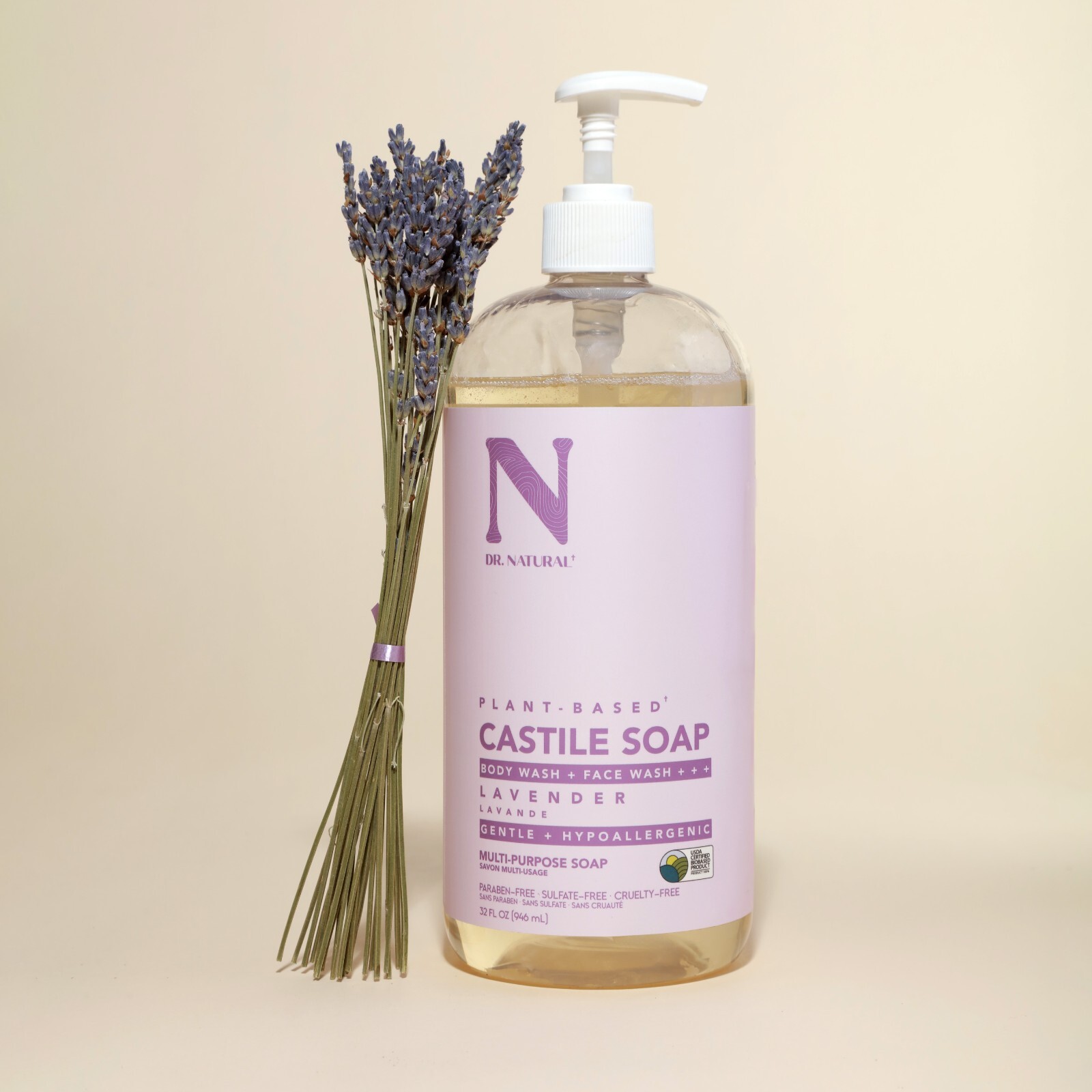 “Dr. Natural Castile Liquid Soap – Lavender , 32 oz Soap”
