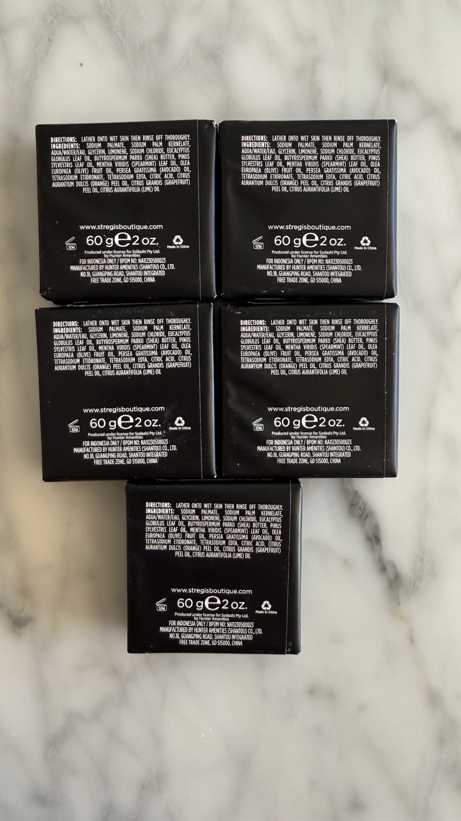 5x Botanical Sodashi Rejuvenating Cleansing Bar Soap 2oz Each St Regis Hotel