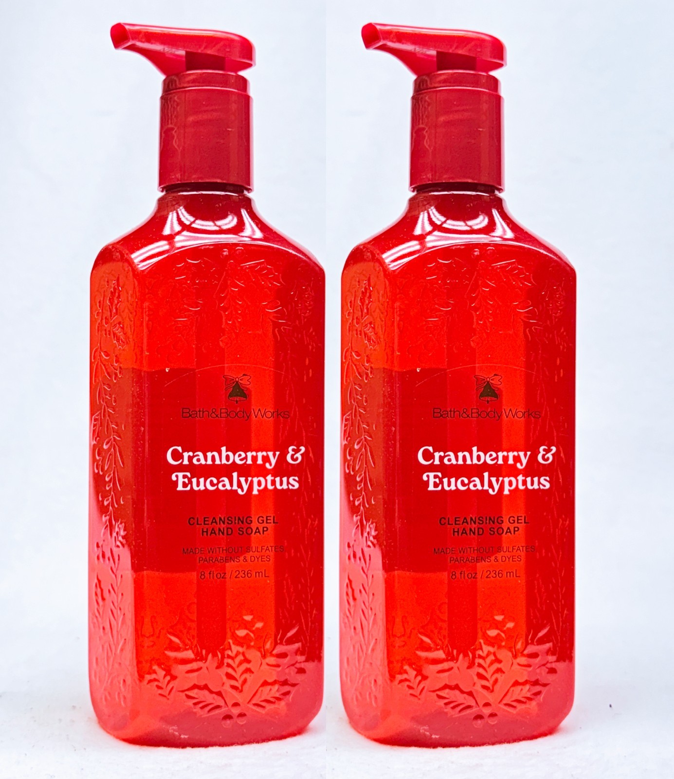 2 Bath & Body Works CRANBERRY EUCALYPTUS Cleansing Gel Hand Soap 8.0 oz
