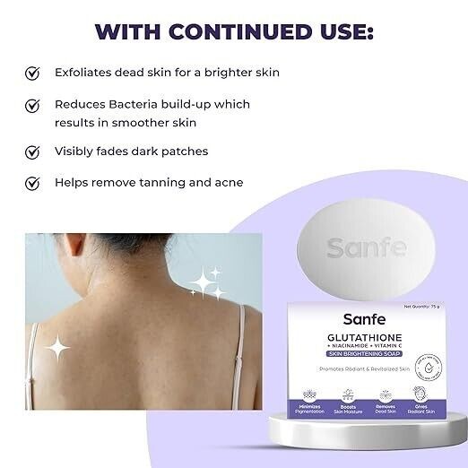 Sanfe Glutathione Niacinamide Vitamin C Brightening Soap Tan Removal 75gm x 2