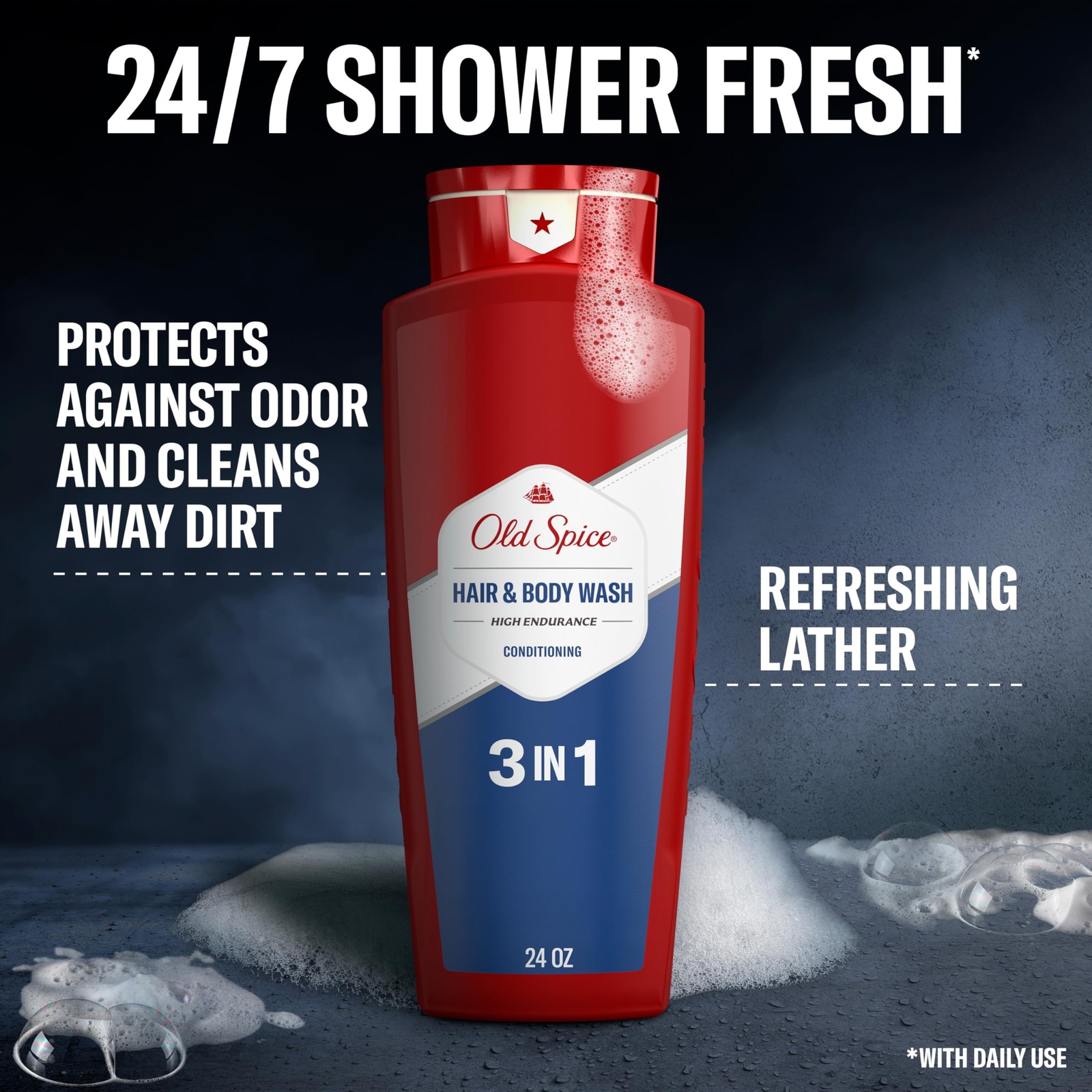 Old Spice Refreshing 2-in-1 Hair & Body Wash 24 Fl Oz (Pack of 1), Blue