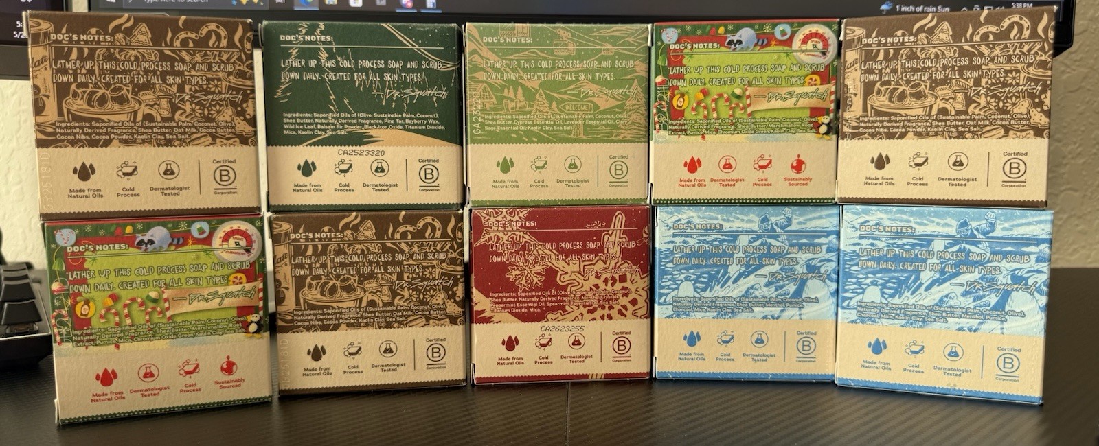 Dr. Squatch Limited Edition Men’s All Natural Soap Multipack Holiday Scents(10)