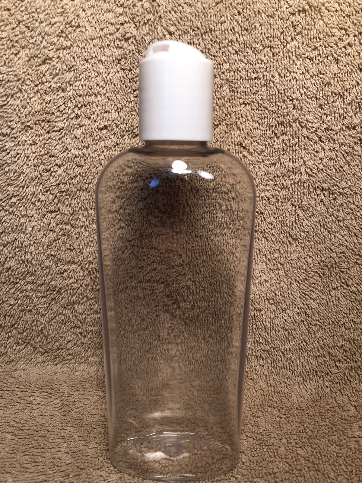 6 oz clear PET Cosmo Oval BPA free Bottles 24/410 White Disc Top Cap lot 6 SALE