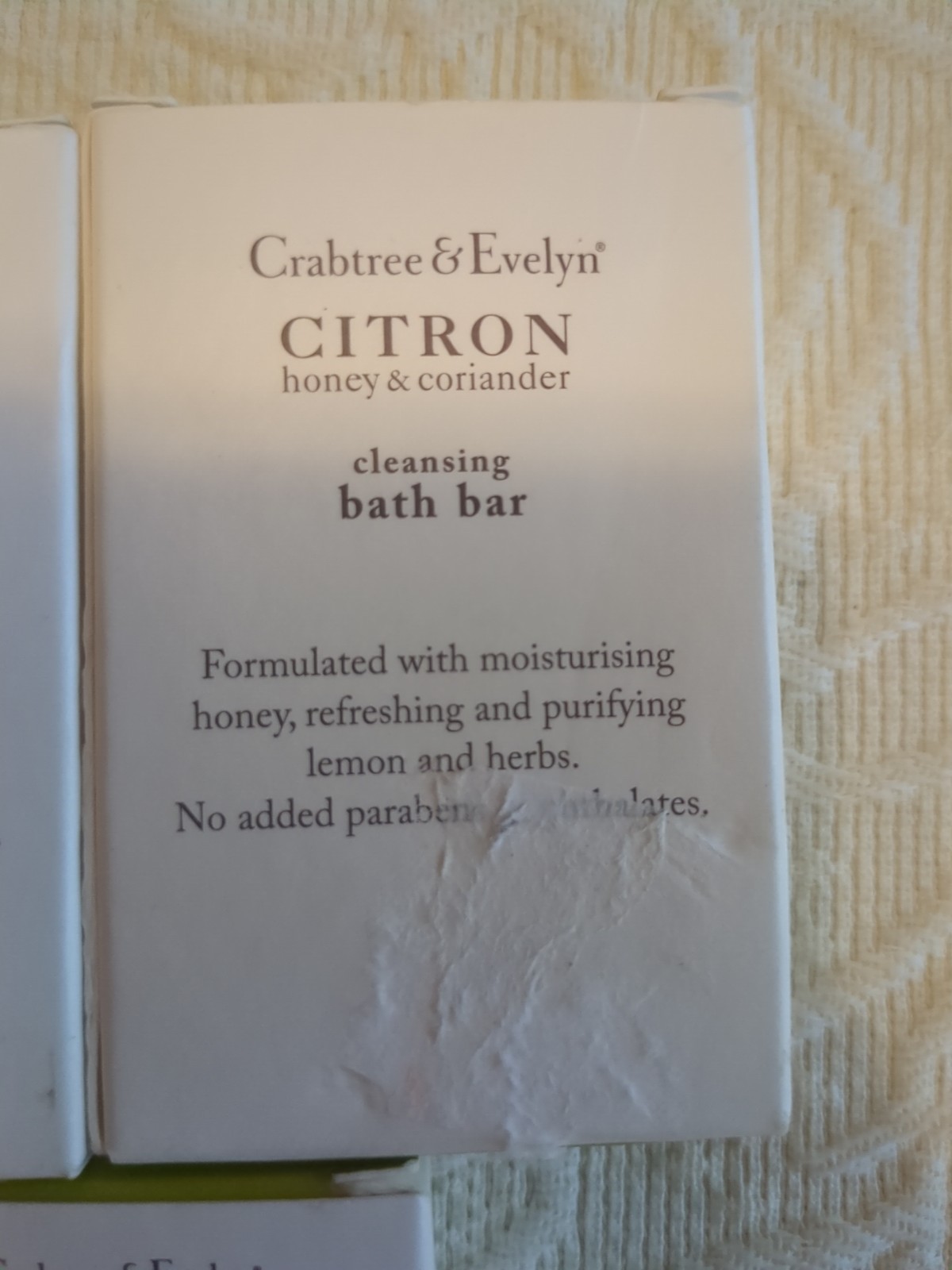 Crabtree & Evelyn Citron Honey & Coriander Bath & Face Bar Soap 1.25 oz Set of 3