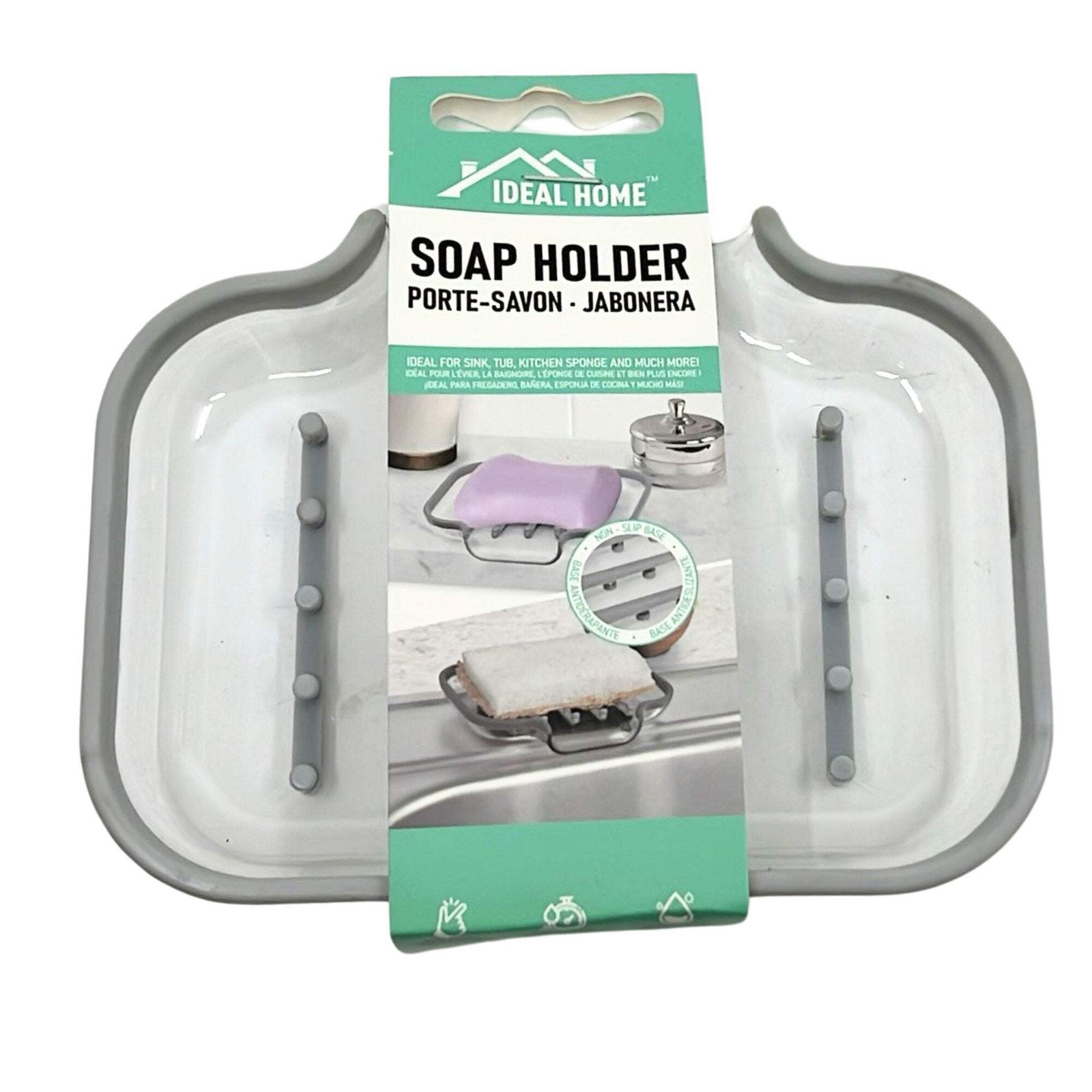 Transparent with Gray Border Plastic Soap Holder:1 Pack