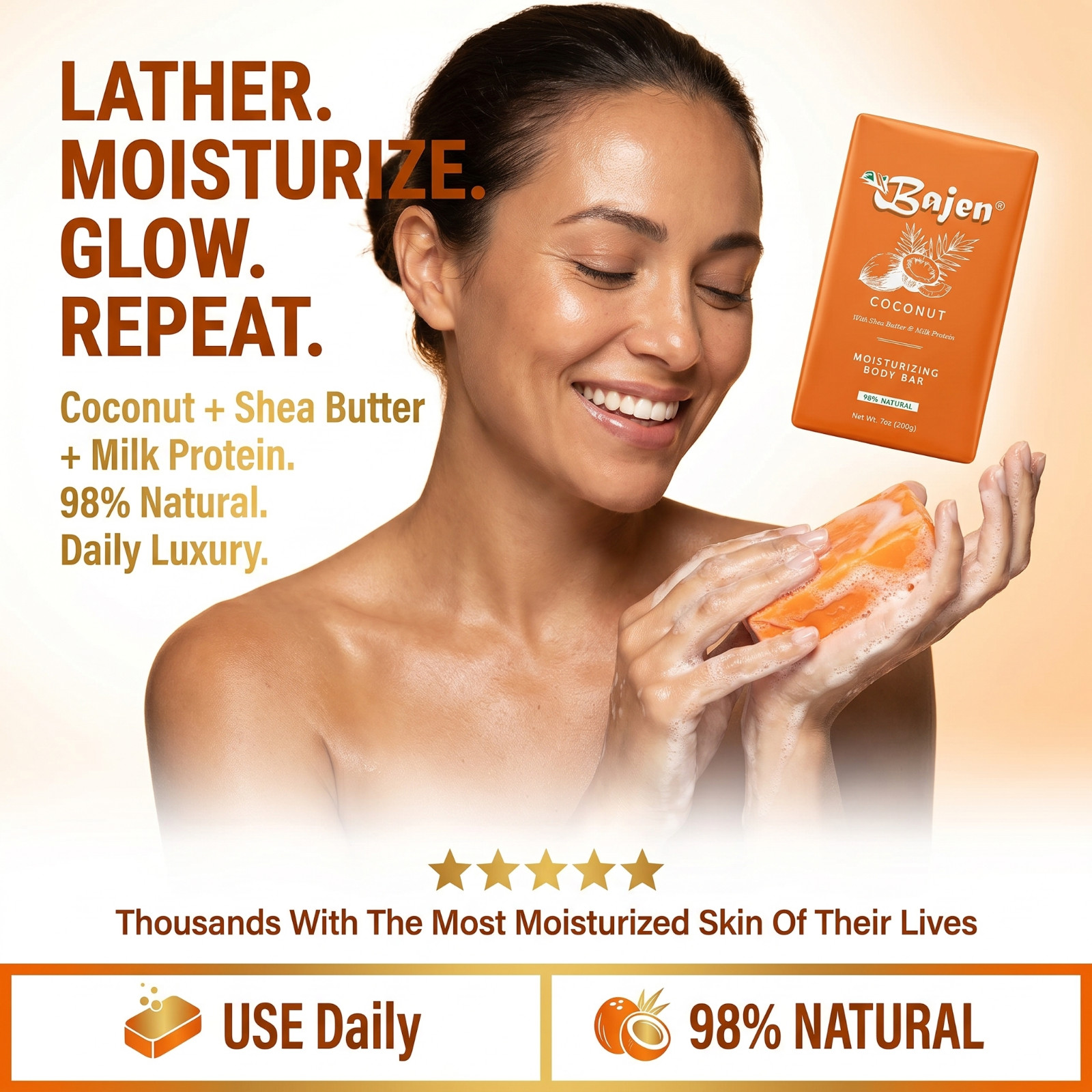 COCONUT SOAP – Moisturizing Coconut Oil Shea Butter Protein Skin Softness 7 oz